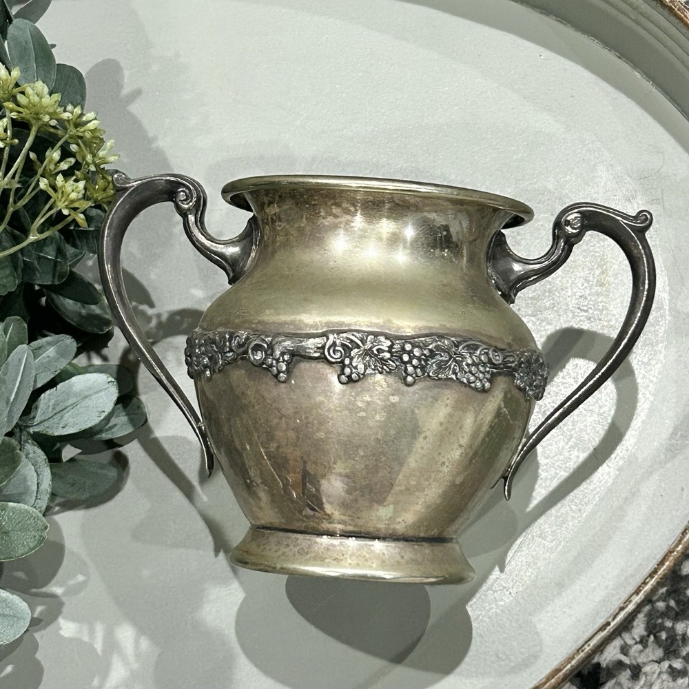 Vintage 1920's Silvercraft 4" American Silver-Plated Double Handle Sugar Dish